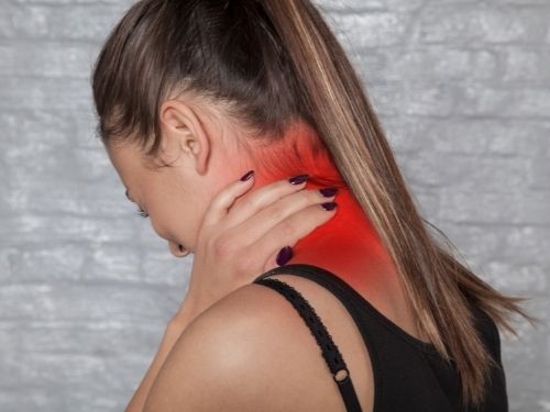 Woman with a neck injury