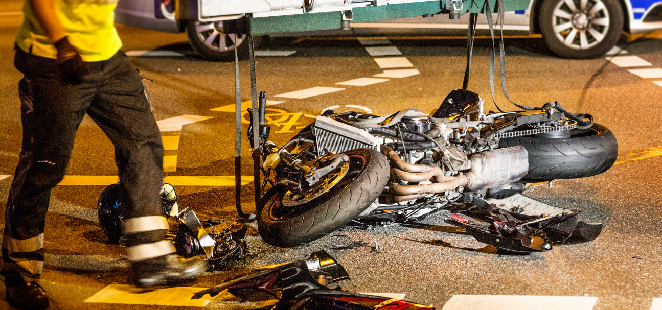 motorcycle accident on a highway